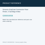 Simoniz GripCoat Contractor Floor Finish, 5 Gal Bag-in-Box — product reference information card