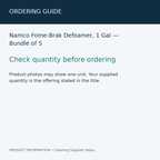 Namco Fome-Brak Defoamer, 1 Gal — Bundle of 5 — ordering guide information card