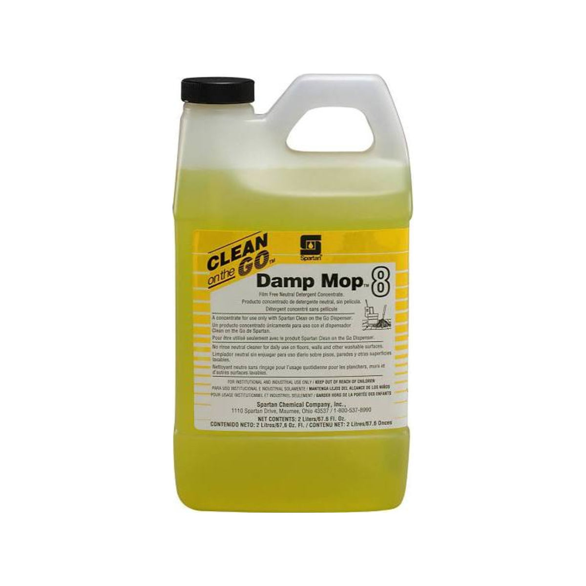 Spartan Damp Mop Neutral Floor Cleaner, Lemon, 2 L, 4/Case – MPN 473602 product on white background