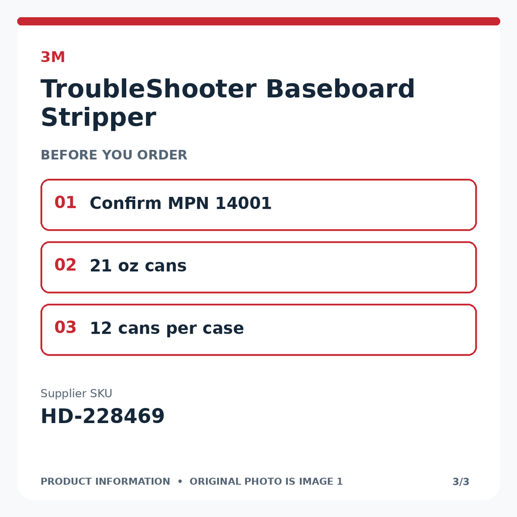 Product information graphic 3 of 3 for HD-228469: MPN and ordering checklist. Original product photo is image 1.