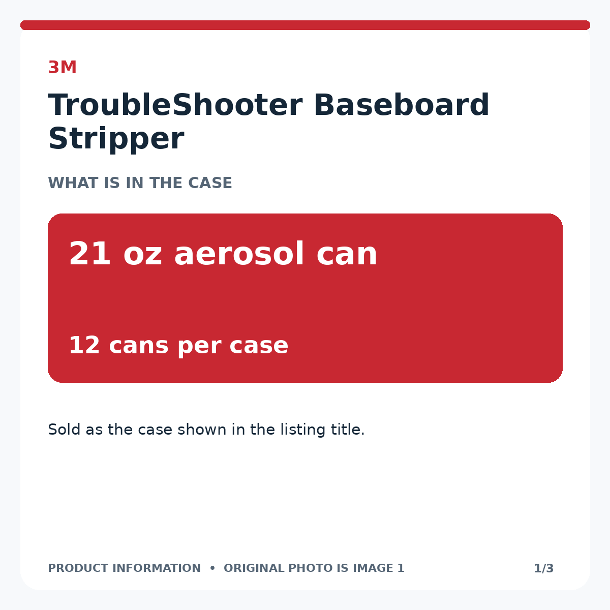 Product information graphic 1 of 3 for HD-228469: selling unit and case quantity. Original product photo is image 1.