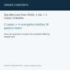 Zep Wet-Look Floor Polish, 1 Gal — 2 Cases / 8 Bottles — order contents information card
