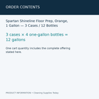 Spartan Shineline Floor Prep, Orange, 1 Gallon — 3 Cases / 12 Bottles — order contents information card