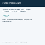 Spartan Shineline Floor Prep, Orange, 1 Gallon — 3 Cases / 12 Bottles — product reference information card