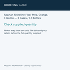 Spartan Shineline Floor Prep, Orange, 1 Gallon — 3 Cases / 12 Bottles — ordering guide information card