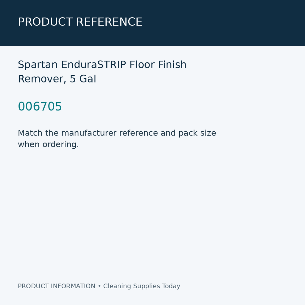 Spartan EnduraSTRIP Floor Finish Remover, 5 Gal — product reference information card