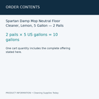 Spartan Damp Mop Neutral Floor Cleaner, Lemon, 5 Gallon — 2 Pails — order contents information card