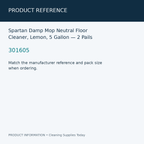 Spartan Damp Mop Neutral Floor Cleaner, Lemon, 5 Gallon — 2 Pails — product reference information card