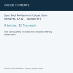 Spot Shot Professional Carpet Stain Remover, 32 oz — Bundle of 9 — order contents information card