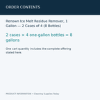 Renown Ice Melt Residue Remover, 1 Gallon — 2 Cases of 4 (8 Bottles) — order contents information card