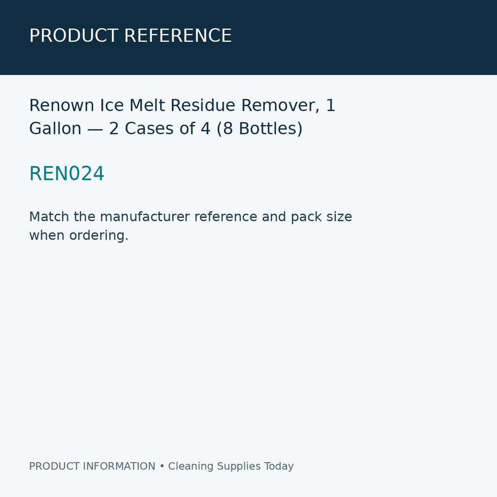 Renown Ice Melt Residue Remover, 1 Gallon — 2 Cases of 4 (8 Bottles) — product reference information card