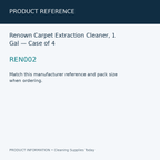 Renown Carpet Extraction Cleaner, 1 Gal — Case of 4 — product reference information card