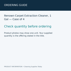 Renown Carpet Extraction Cleaner, 1 Gal — Case of 4 — ordering guide information card