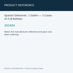Spartan Defoamer, 1 Gallon — 2 Cases of 4 (8 Bottles) — product reference information card