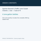 Spartan Bonnet & Traffic Lane Carpet Cleaner, 1 Gal — Case of 4 — order contents information card