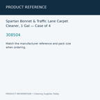 Spartan Bonnet & Traffic Lane Carpet Cleaner, 1 Gal — Case of 4 — product reference information card