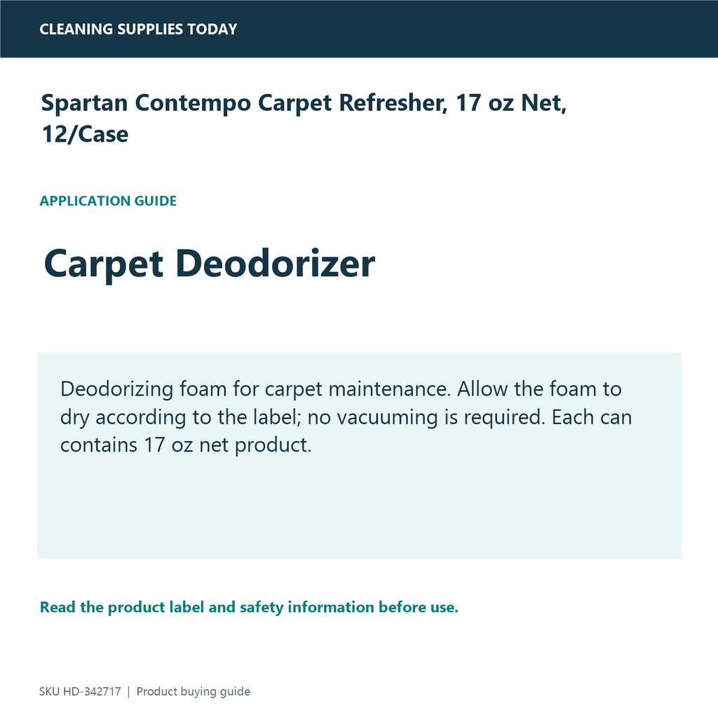 Spartan Contempo Carpet Refresher, 17 oz Net, 12/Case — application information guide