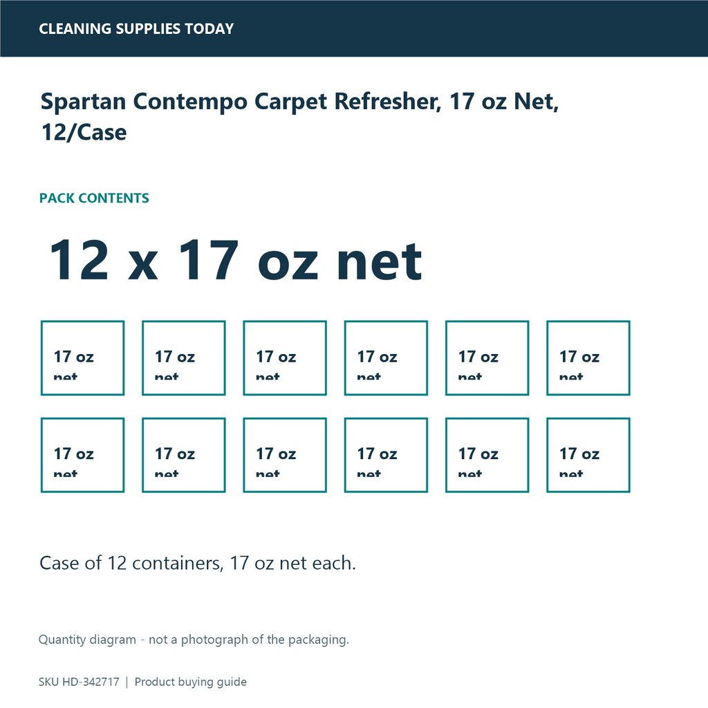 Spartan Contempo Carpet Refresher, 17 oz Net, 12/Case — pack information guide