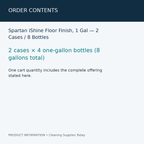 Spartan iShine Floor Finish, 1 Gal — 2 Cases / 8 Bottles — order contents information card