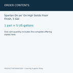Spartan On an' On High Solids Floor Finish, 5 Gal — order contents information card