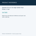 Spartan On an' On High Solids Floor Finish, 5 Gal — product reference information card