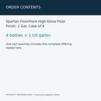 Spartan FloorFront High Gloss Floor Finish, 1 Gal, Case of 4 — order contents information card