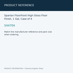 Spartan FloorFront High Gloss Floor Finish, 1 Gal, Case of 4 — product reference information card