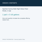 Spartan Sunny-Side High Gloss Floor Finish, 5 Gal — order contents information card