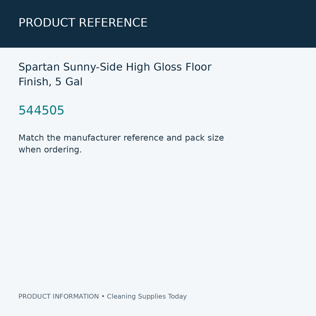 Spartan Sunny-Side High Gloss Floor Finish, 5 Gal — product reference information card