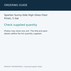 Spartan Sunny-Side High Gloss Floor Finish, 5 Gal — ordering guide information card