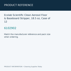 Ecolab Scientific Clean Aerosol Floor & Baseboard Stripper, 18.5 oz, Case of 12 — product reference information card