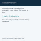 Ecolab Scientific Clean Medium Frequency Floor Finish, 25% Solids, 5 Gal — order contents information card