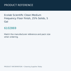 Ecolab Scientific Clean Medium Frequency Floor Finish, 25% Solids, 5 Gal — product reference information card