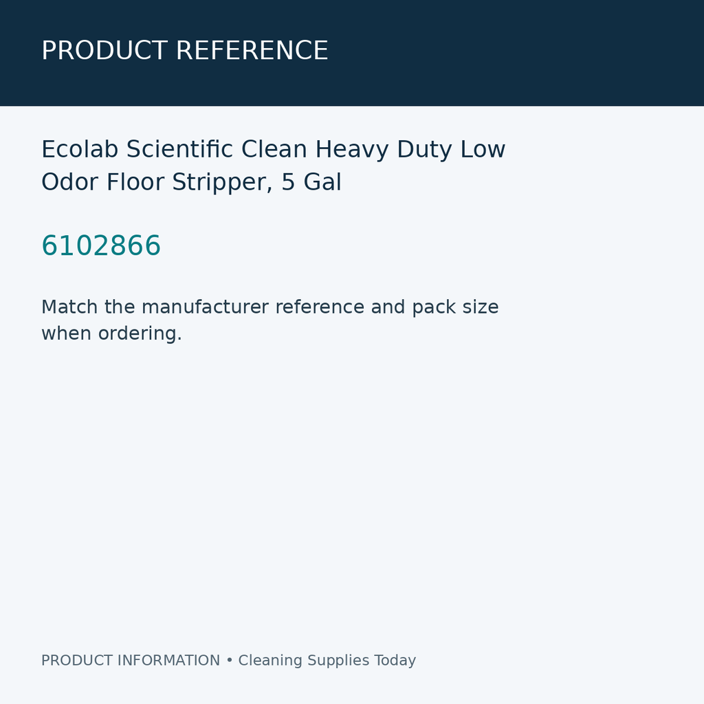 Ecolab Scientific Clean Heavy Duty Low Odor Floor Stripper, 5 Gal — product reference information card