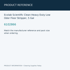 Ecolab Scientific Clean Heavy Duty Low Odor Floor Stripper, 5 Gal — product reference information card
