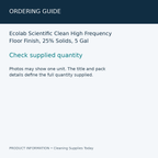 Ecolab Scientific Clean High Frequency Floor Finish, 25% Solids, 5 Gal — ordering guide information card