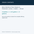 Betco Reinforce Floor Cleaner & Protectant, Lemon, 1 Gallon — 4/Case — order contents information card