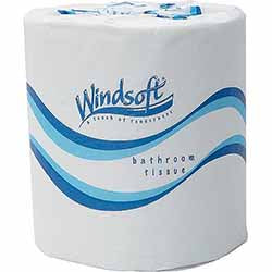 Windsoft White Embossed Toilet Tissue – 2-Ply, Individually Wrapped, 500 Sheets/Roll, Case of 48