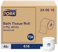 Tork Universal White Toilet Tissue – Septic Safe, 2-Ply, 616 Sheets/Roll, Case of 48
