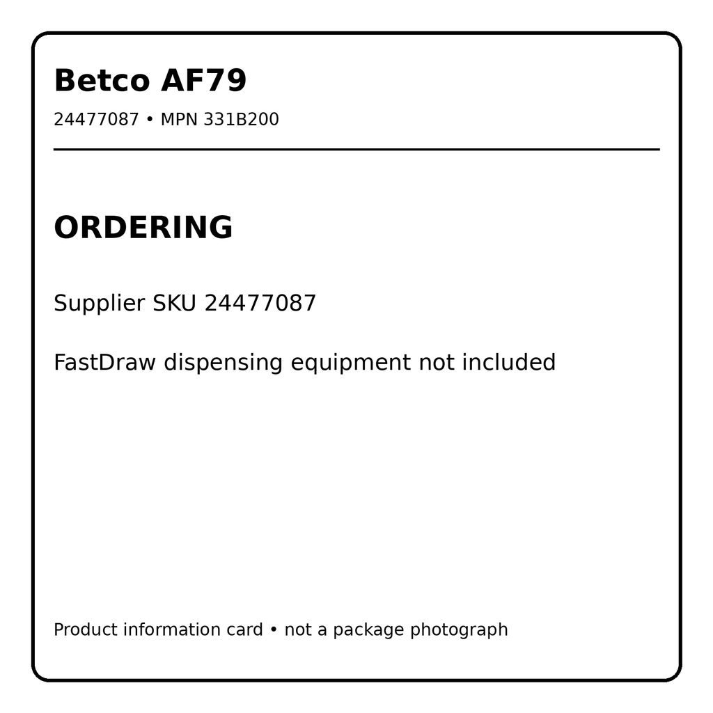 Betco AF79 ordering information card