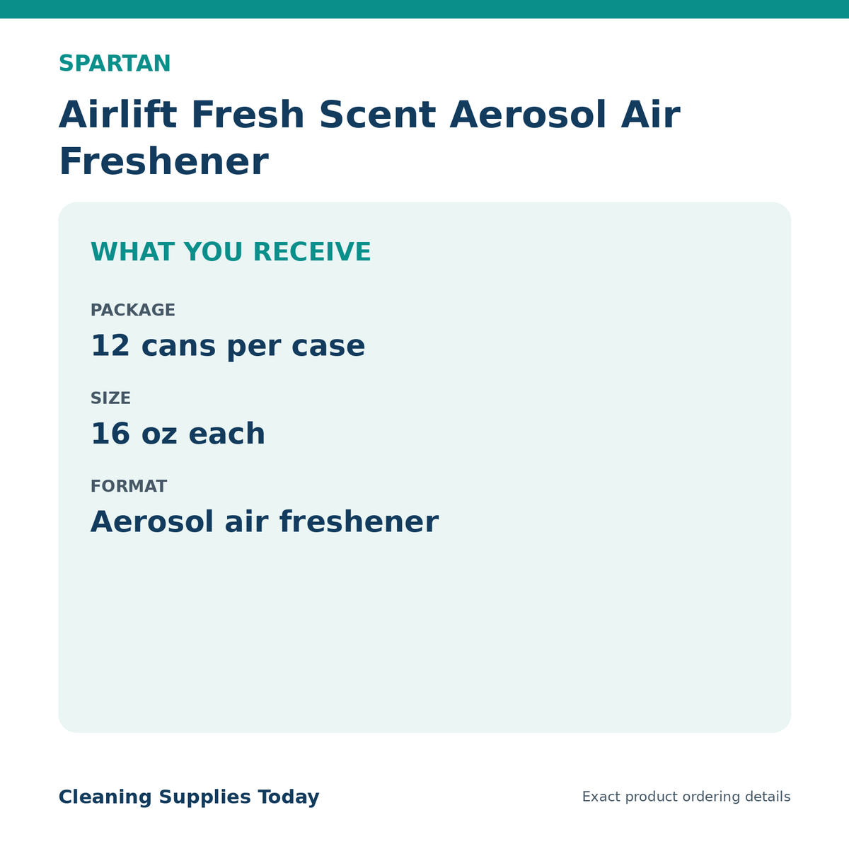 Spartan Airlift Fresh aerosol package quantity and container size