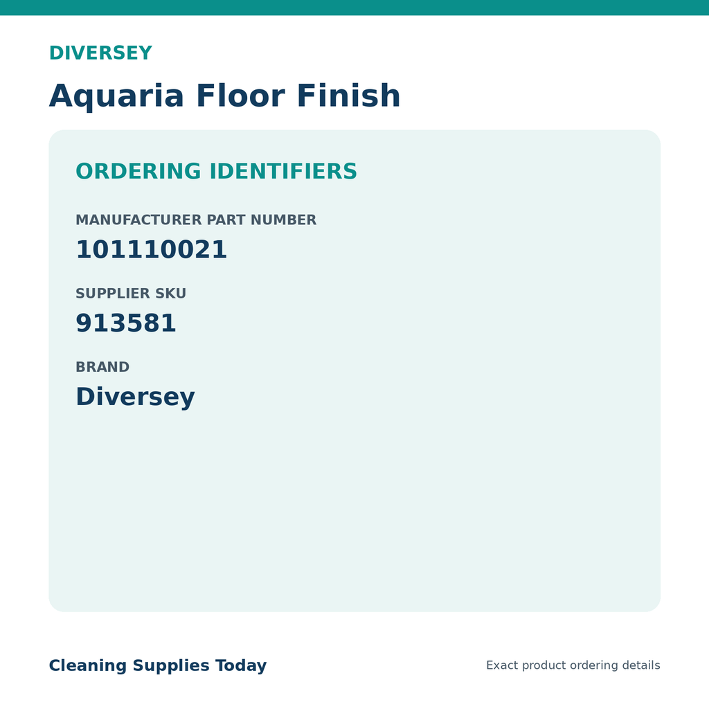Diversey Aquaria ordering identifiers MPN 101110021