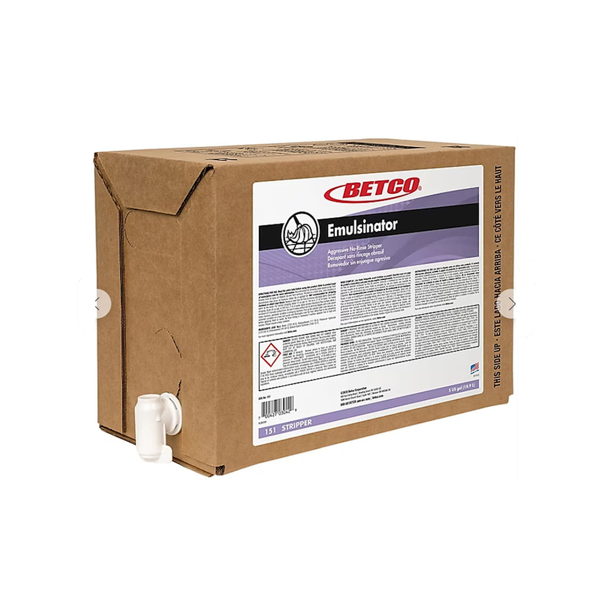 Betco Emulsinator rinse-free floor stripper 5 gallon BIB, MPN 151B500