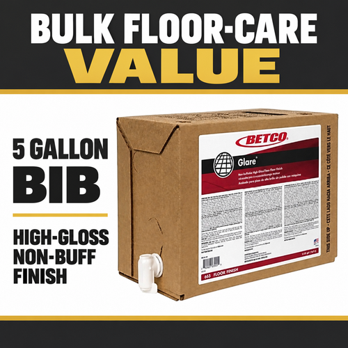 Betco Glare high-gloss non-buff floor finish 5 gallon BIB bulk value