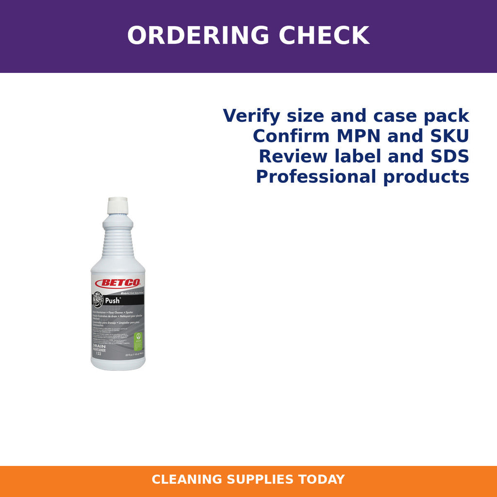 Ordering checklist for Betco Green Earth Push Enzyme Cleaner, 32 oz, 12/Case – MPN 1331200