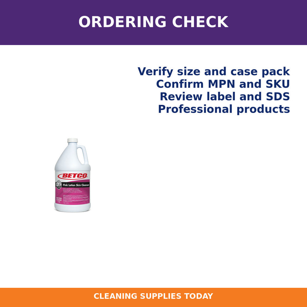Ordering checklist for Betco Pink Lotion Hand Soap, Clean Bouquet, 1 Gal, 4/Case – MPN 1120400