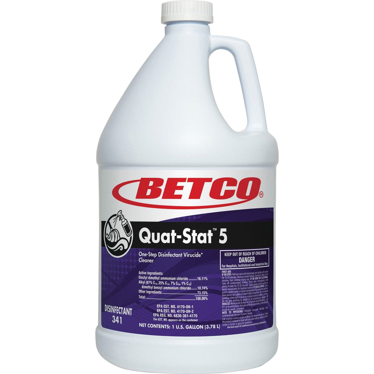 Betco Quat-Stat 5 Disinfectant Concentrate, 1 Gallon, 4/Case — product photo