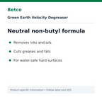 Betco Green Earth Velocity non-butyl cleaning