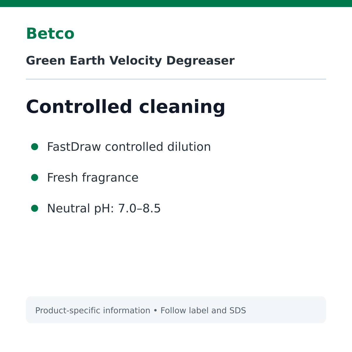 Betco Green Earth Velocity controlled dilution