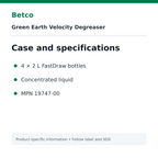 Betco Green Earth Velocity case pack and specifications